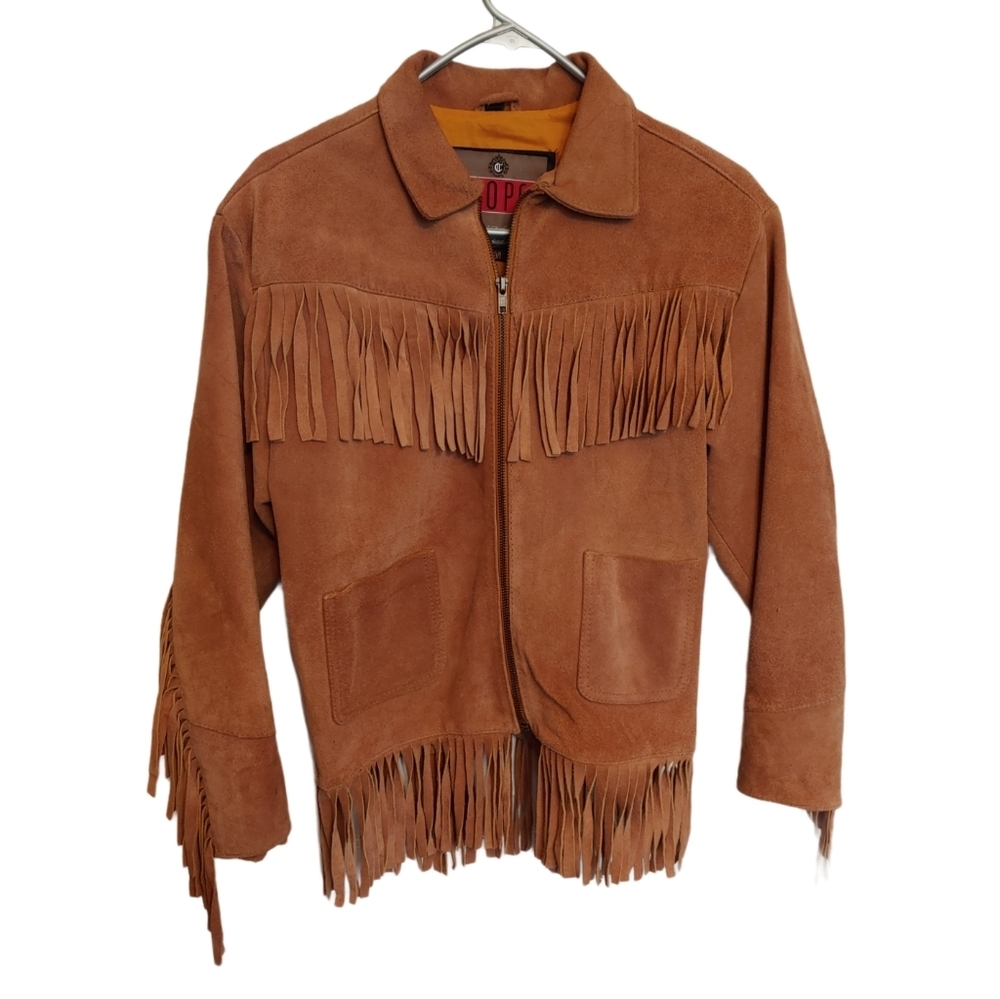 Cooper Fringe Brown Leather Jacket Size Med